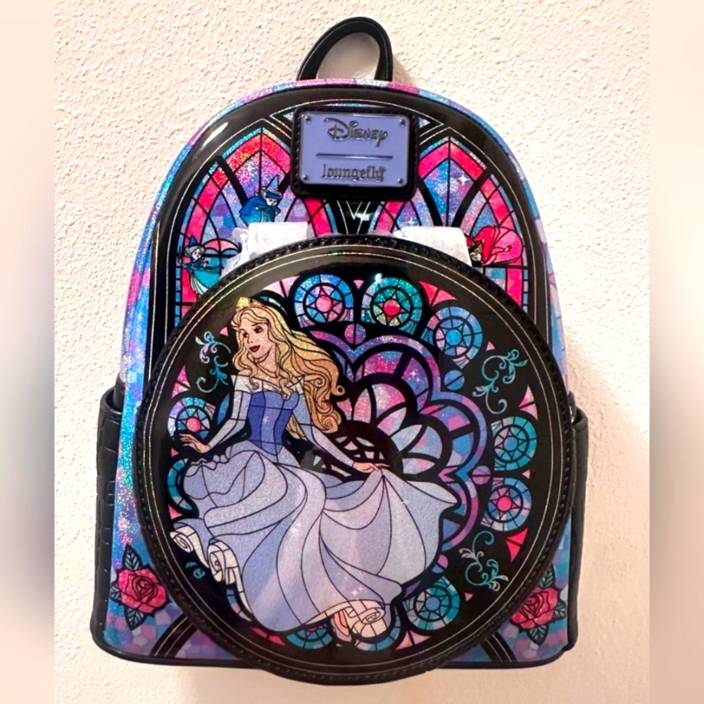 Loungefly Disney Princess Aurora Sleeping Beauty Stained Glass Mini Backpack
